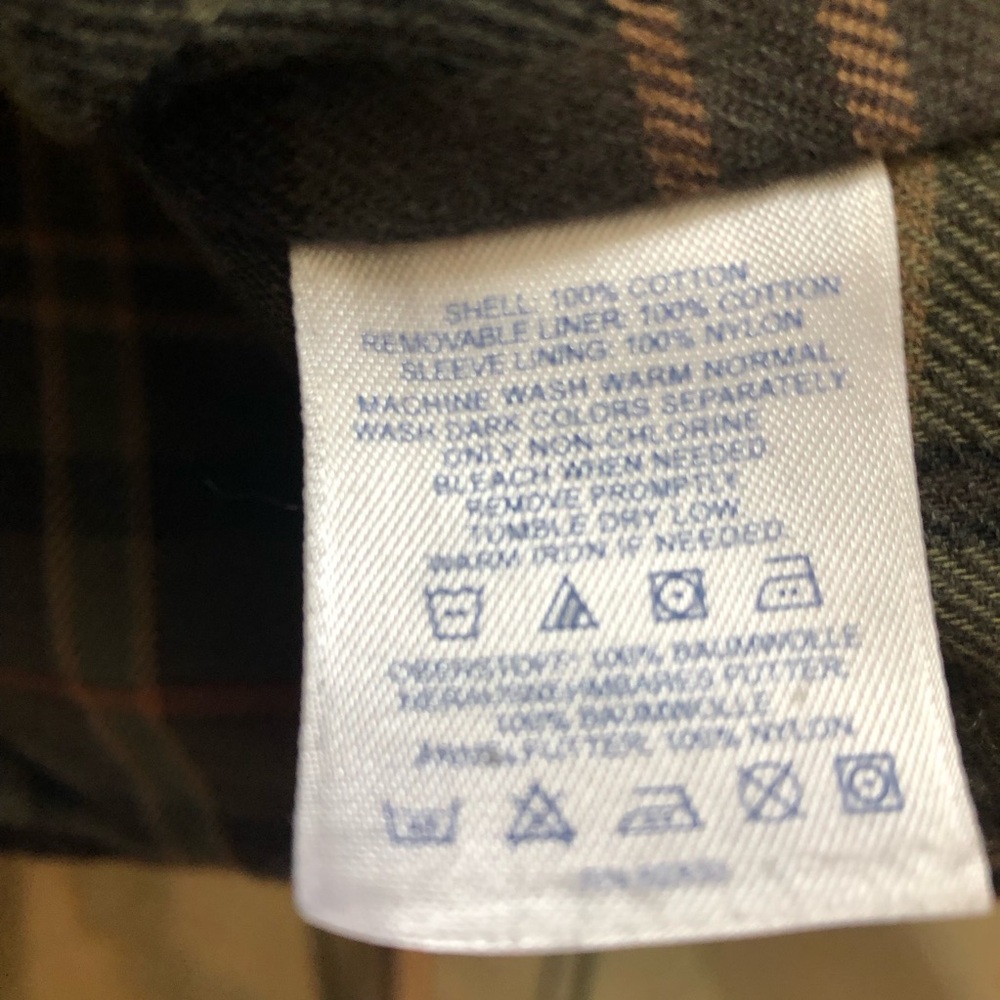 Lands' End Blue Barn chore Coat Flannel Plaid Lined Jacket Corduroy Large 14-16 - Picture 9 of 12